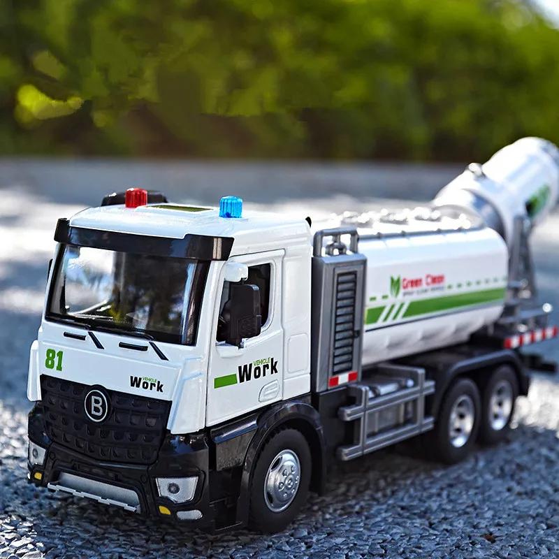 1:32 alloy city sanitation spray truck model,simulation sound and light water spray truck toy,children's toys,wholesale