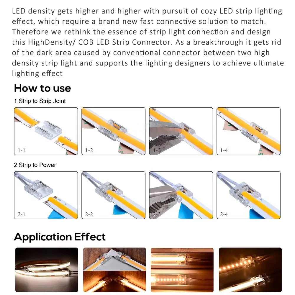 6-pinowe złącze RGBCCT COB LED Strip Light Connectors Quick Wire Connectors bez spawania dla 12mm PCB FCOB LED Tape Solderless Jointor