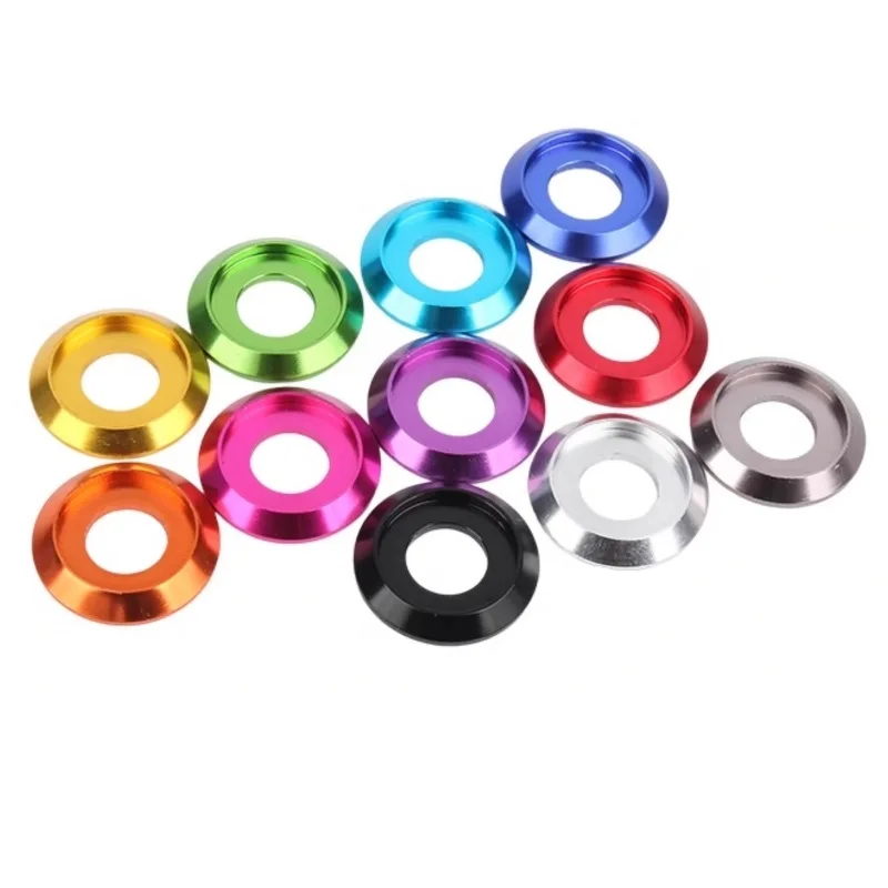 M2 M2.5 M3 M4 M5 M6M8 سبائك الألومنيوم كأس رئيس غسالة ل زر رئيس المسمار الأزرق/الوردي/البرتقالي/الأرجواني/الأخضر/الأحمر/الذهبي/الفضة/الأسود