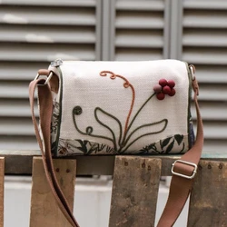 Bolso cilíndrico de lona para mujer, de un hombro bolso cruzado, versátil e informal