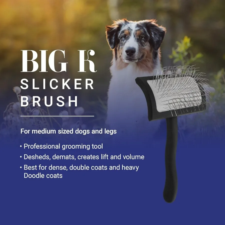 ProfessionalGrade Dog Grooming Brush for Fluffy Breeds like Goldendoodles and Labradoodles Effortlessly Detangles Fur Reduces S