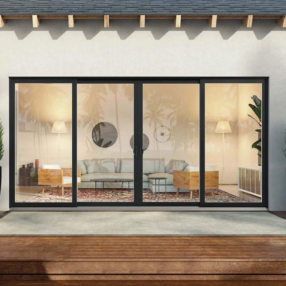 

Sixinalu Sliding Door Double Glazed Aluminium Frame Modern Design Patio Interior Front Main Door for Home Custom Size Color