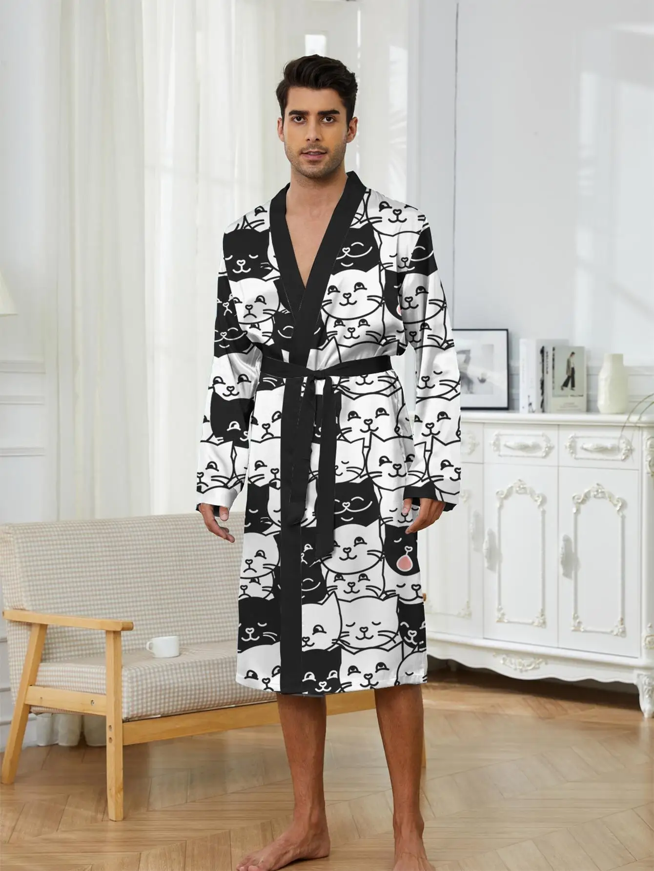 

1pcs Men's Robes 2026 Spring/Summer 3D Printed Robes bath robe sleepwear Graphic Breathable dressing gown Funny pajamas