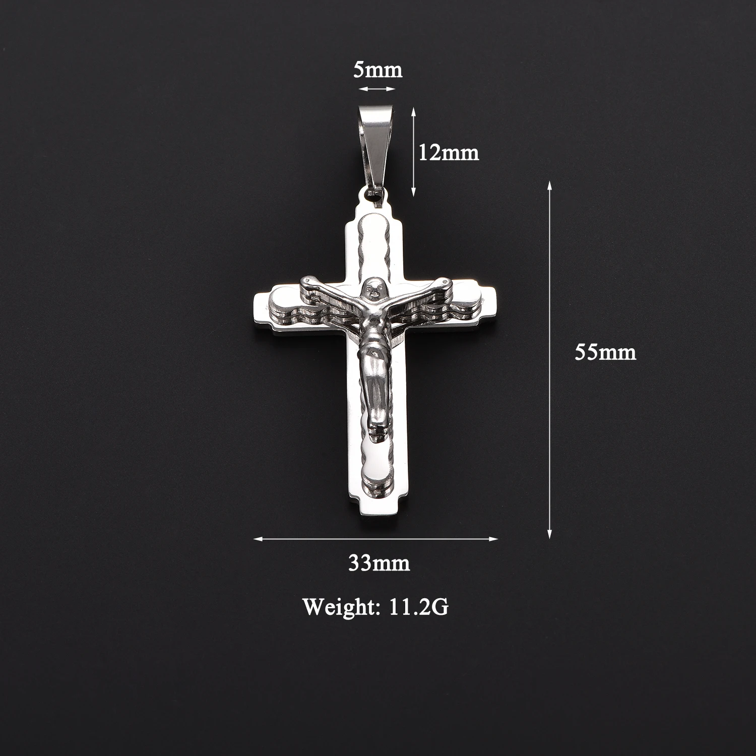 Jesus Kreuz Kruzifix Anhänger Edelstahl Goldfarben Christliche Anhänger Religiöser Schmuck Zubehör Jubiläumsgeschenk – Detail 2