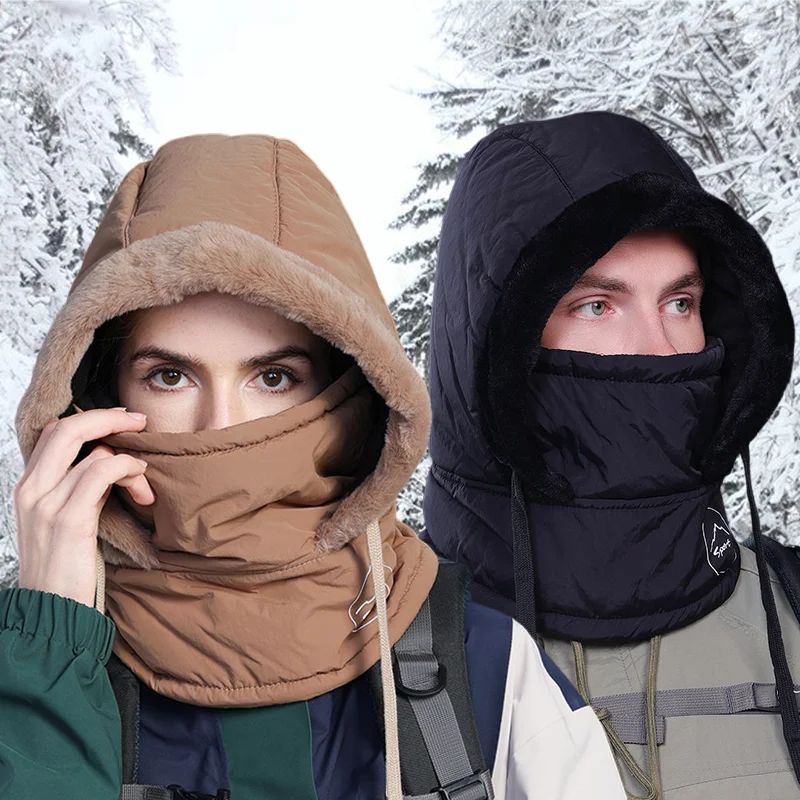 

Unisex Plush Balaclava Hat Knitting Breathable Winter Women's Balaclava Hat Warm Neck Scarf With Face Mask For Outdoor Sports