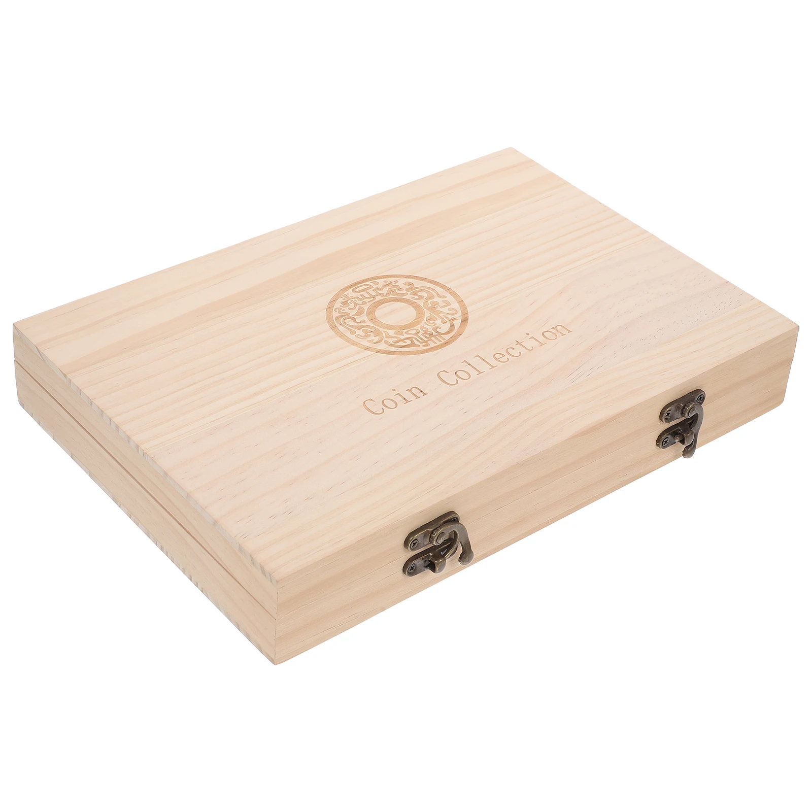 

Wooden Coin 100 Display Box Capsules Storage Display Case Collectors Medals Badges Keeper Safe Box