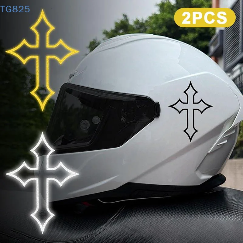 【SA】2 Pcs Reflective Cross Stickers With High Visibility And Waterproof Coating For Motorcycle Helmets Car Windows Bike Frames
