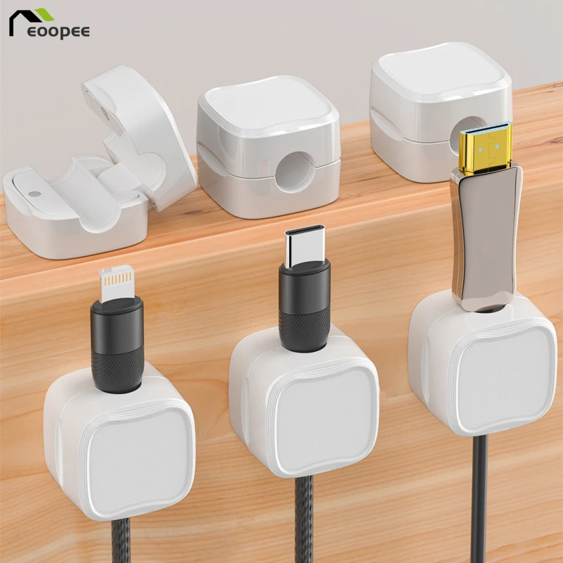 Magnetic Cable Organiser Clips Wire Manager Cord Holder Non-marking Magnetic Sticky Cable Organiser Adjustable Cord Holder