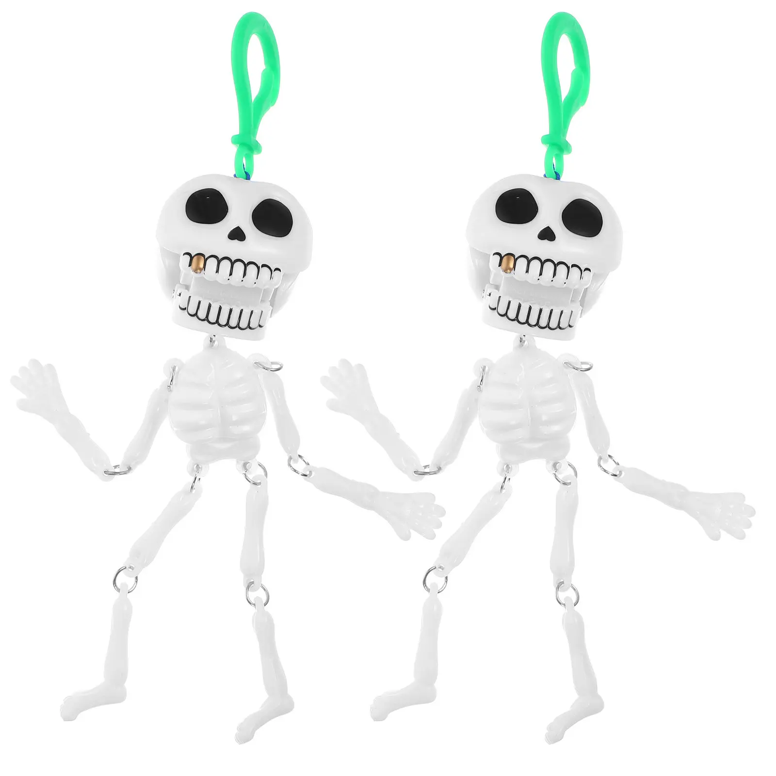 

2Pcs Mini Halloween Pull String Flexible Joint Spoof Prop Spooky Skull Decoration Prank Cosplay Stage Party Supply