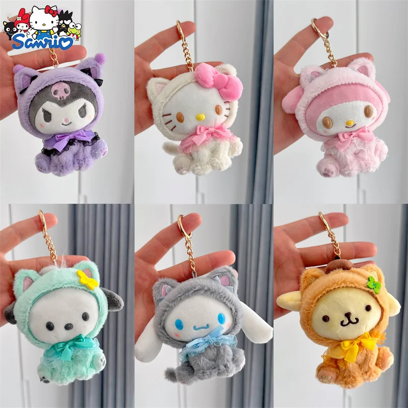 Sanrio Puppe Schlüsselanhänger Kawaii Hellokitty Kuromi Melody Cinnamoroll Zimmer Rucksack Dekoration Plüsch Puppe Anhänger Mädchen Festivals Geschenk