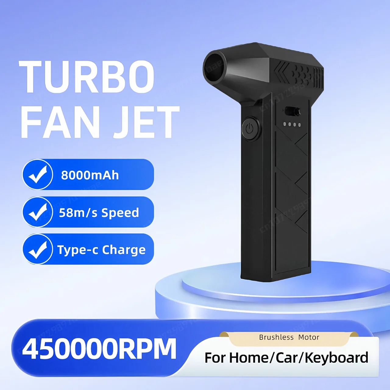 

Wireless Turbo Jet Fan Power Display Portable Car Vacuum Cleaner Brushless Motor Violent Turbo Jet Blower Type-c Rechargeable