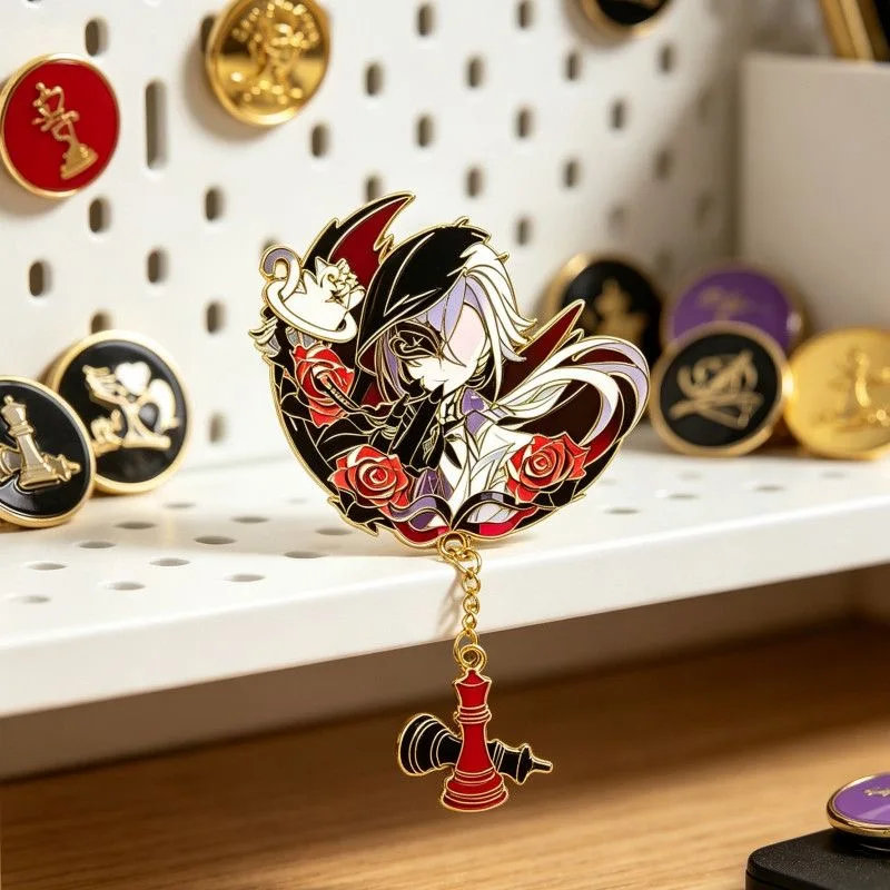 Genshin Impact Arlecchino Cosplay Abzeichen II Capitano Colombina Sandrone Pins Anime Ornament Halloween Party Kostüme Requisiten – Detail 4