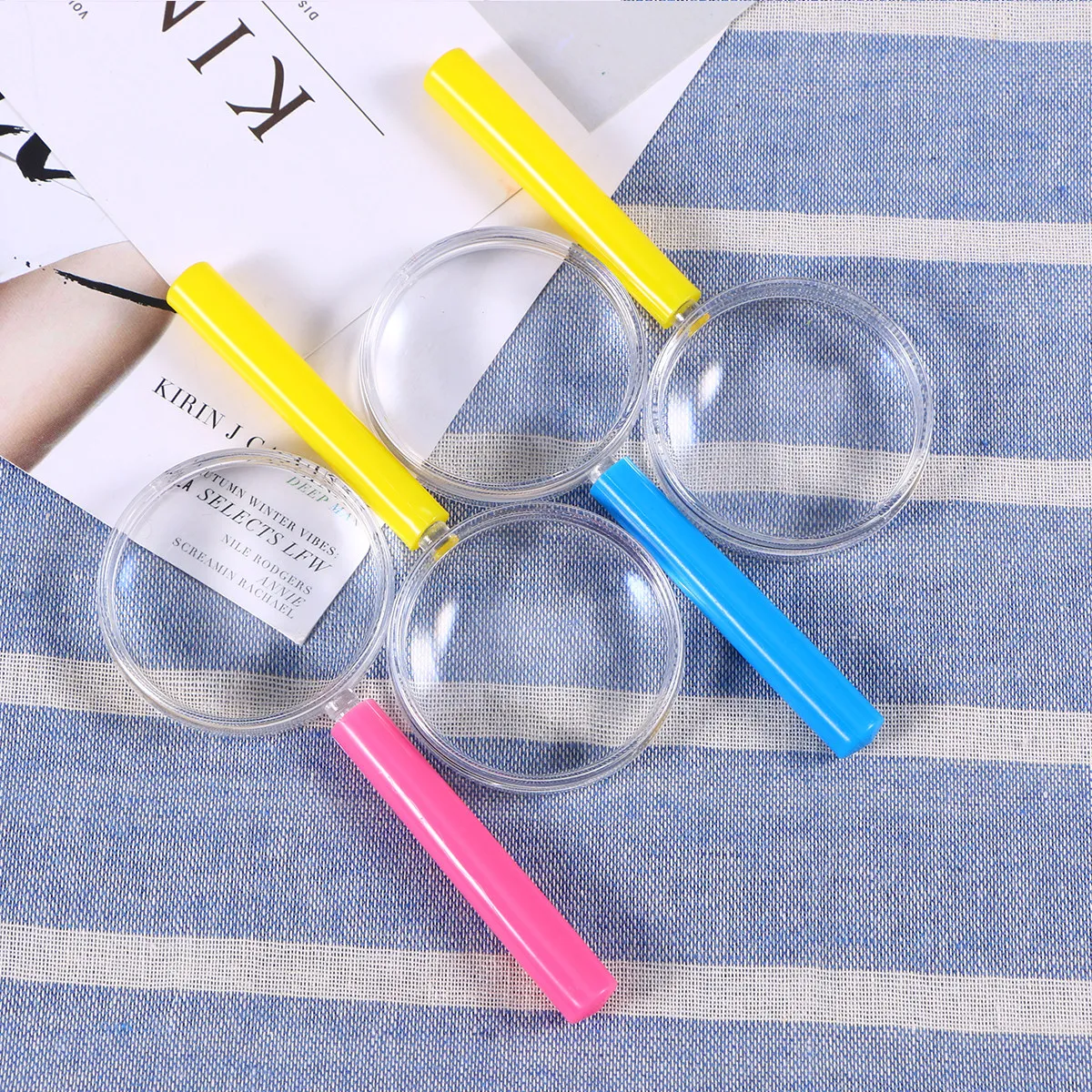 4Pcs Magnifier for Kids Plastic Mini Colorful Handles Education Observation Learning Tool for Kindergarten Home Development
