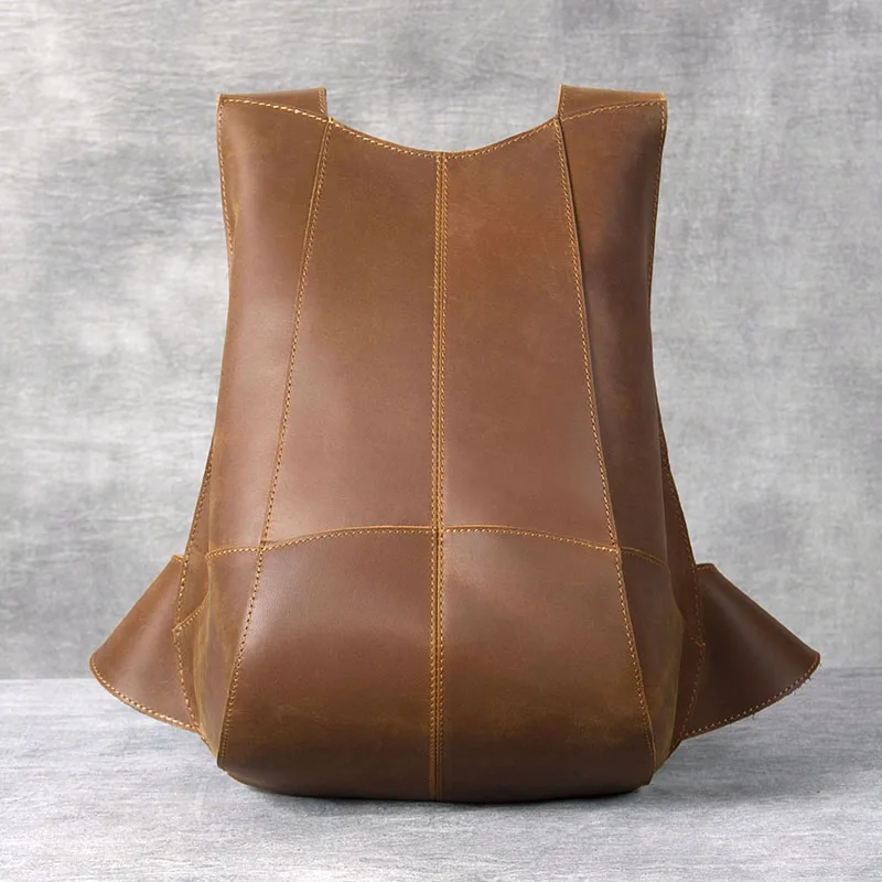 S.WORKER Vintage Stilvoller Rucksack aus Rindsleder, Originaldesign, Echtleder-Verpackung, Individueller Käfer-Rucksack, Umhängetasche – Detail 7