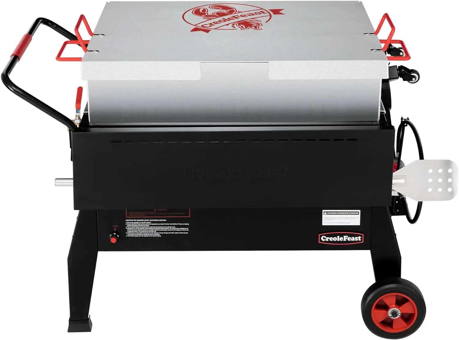 150 QT Crawfish Boiler Outdoor Double Sack Propane Gas Cooker with Folding Cylinder Mounting Bracket Stirring Paddle Black