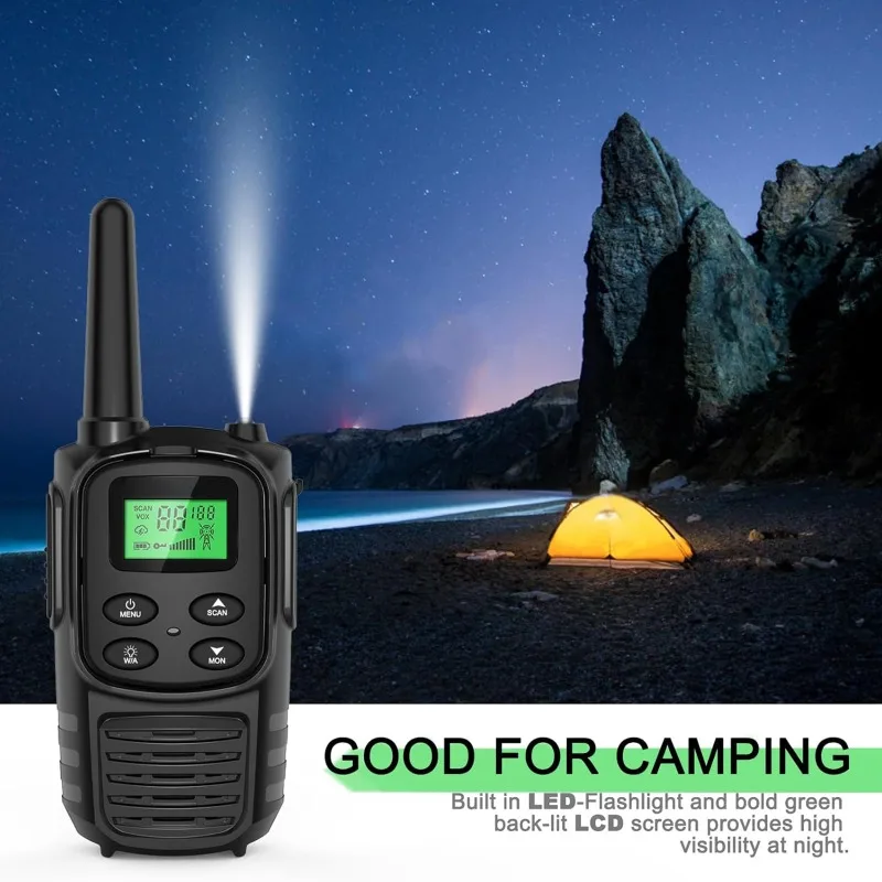 Portable Mini Walkie Talkie Two-Way Radio UHF Transceiver Set Long Distance Transmission for kid and Adults Hiking Camping