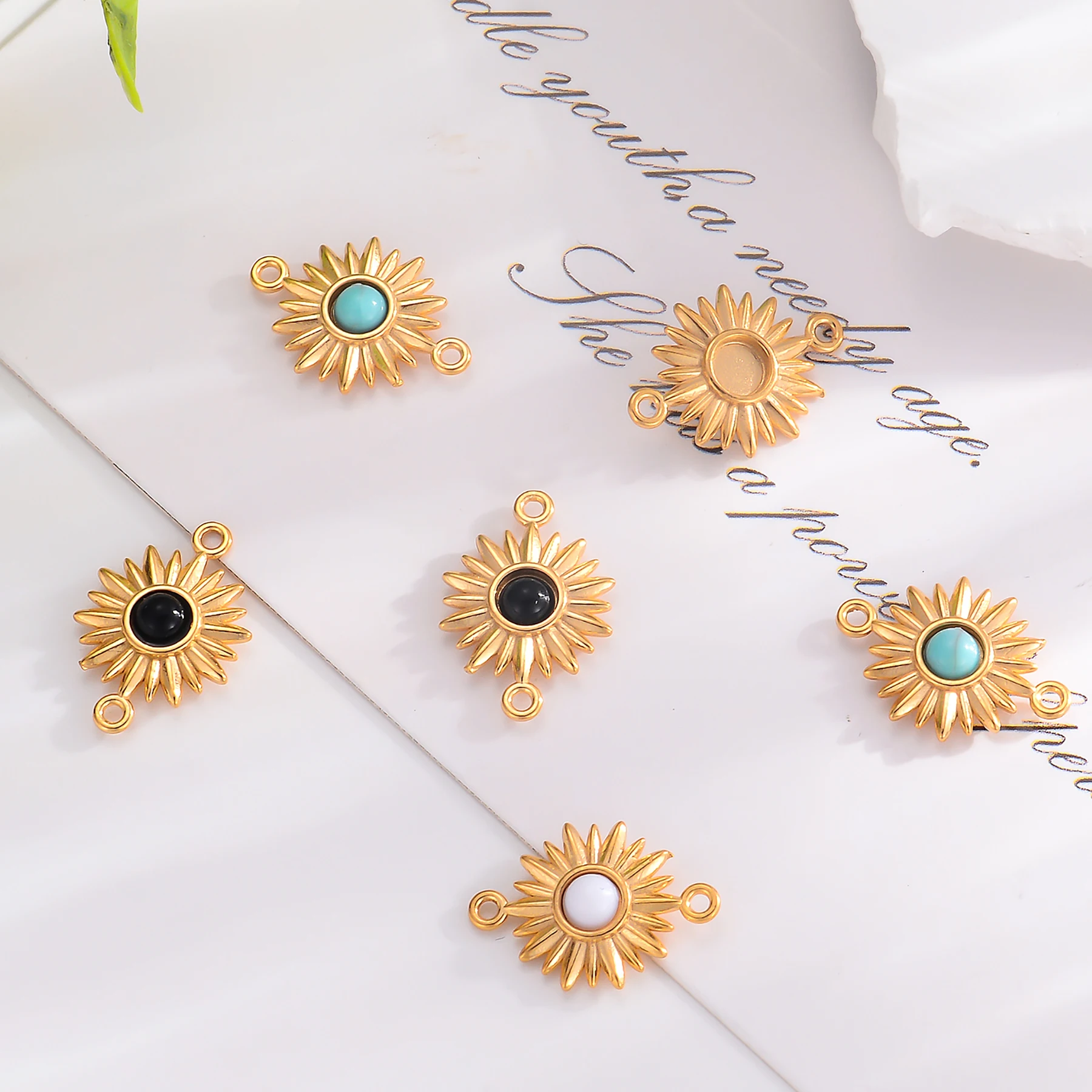 

10Pcs Stainless Steel 2 Hole Connector Flower Charms Pendant for Making Earrings Bracelet Necklace Jewelry Supplies Wholesale