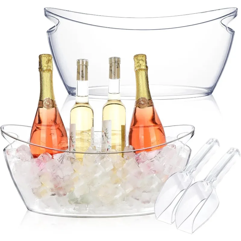 

Ice Buckets for Parties, 2 count Acrylic Champagne Beverage with 2 Ice Bucket Scoop, Drinks Buckets Tub for Cocktail Bar