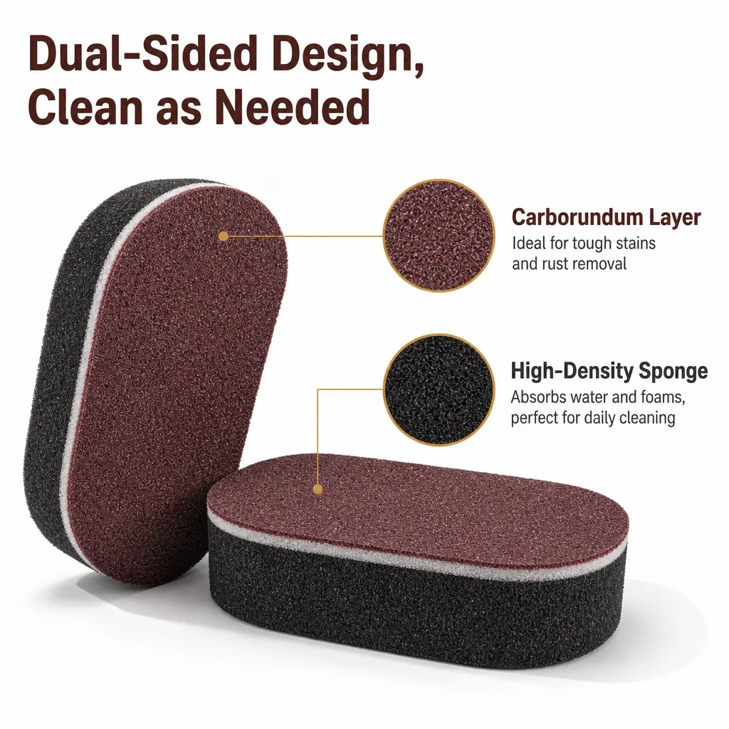 Heavy Duty Carborundum Sponge Cleaning Supplies Kitchen Gadgets Dish Scrubber Household Goods Tools Cleaning Brush Scouring Pad