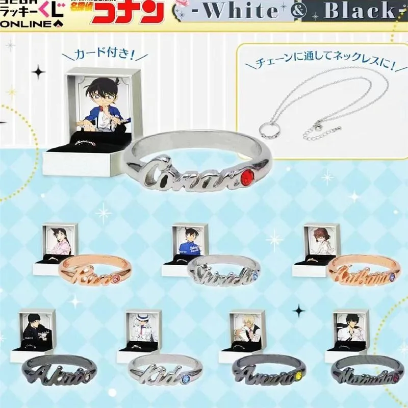 Popular Edogawa Conan Kudo Shinichi Mouri Ran Mouri Kogorou Anime White and Black Funky Elegant Charming Rings Exclusive Design