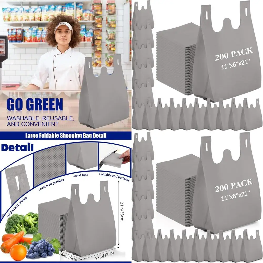 

Многоразовые нетканые сумки для продуктов, оптовая упаковка, 21x11x6 дюймов, прочные, с ручками