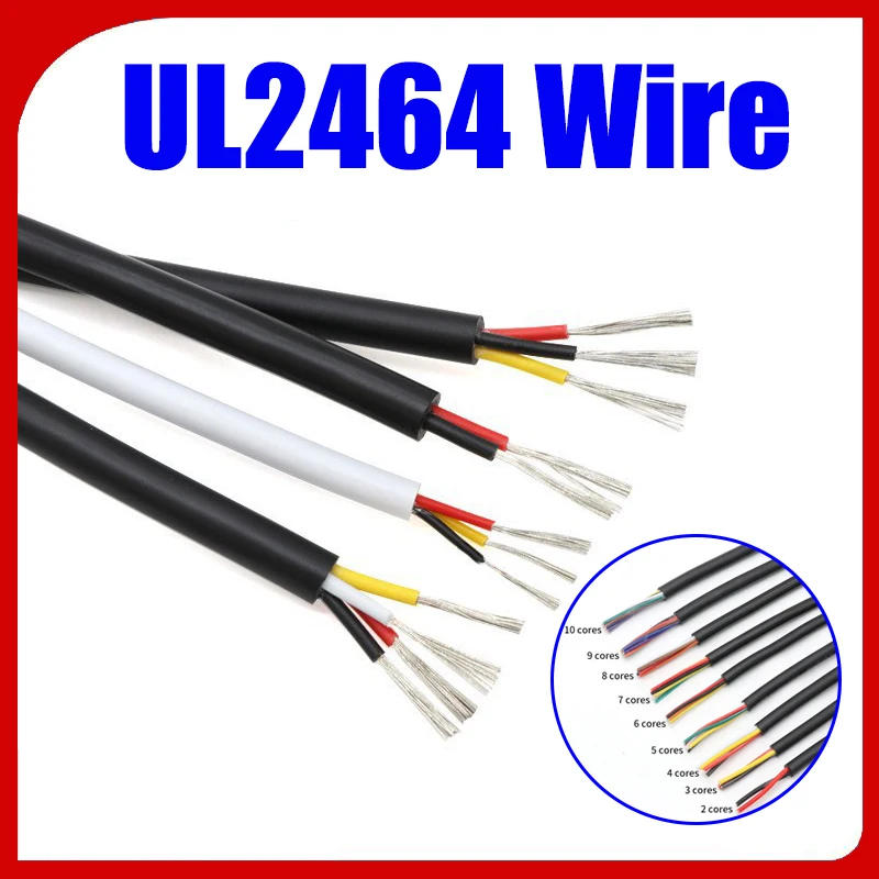5/10M 30 28 26 24 22 AWG UL2464 Sheathed Wire Cable Copper Signal Cable 2 3 4 5 6 Soft Electronic Audio Wire
