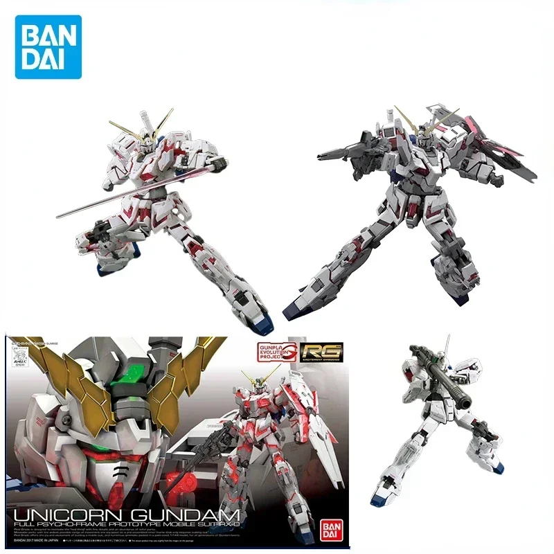 

В наличии Bandai оригинальный UNICORN GUNDAM RG 1/144 сборная модель аниме фигурка модель игрушки из ПВХ Коллекционные праздничные подарки для детей