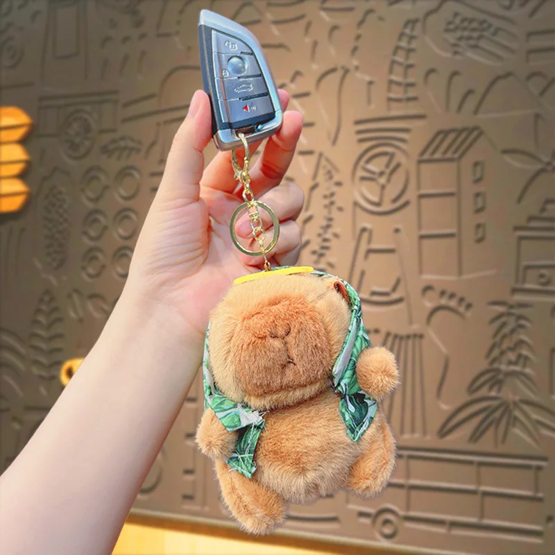 12cm Summer Day Capybara Plush Simulation Capibara Anime Fluffty Toy Cute Doll Stuffed Animals Soft Doll Decorative Bag Keychain