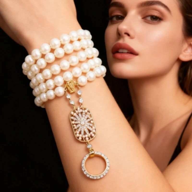 PESENAR "Élégance clapet des années 1920 : bijoux et couvre-chef en perles, parfait pour les rassemblements glamour rugissants des années 20".