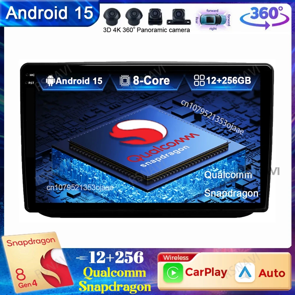 

Автомобильное радио Android 15 для Skoda Fabia 2 2008 2009 2010 2011 2012 2013, мультимедийное беспроводное устройство Qualcomm Carplay Auto Viedo Player QLED