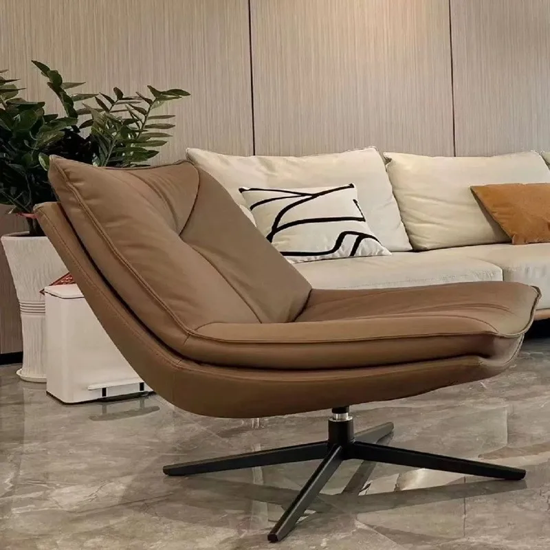 Sofá individual de cuero MYZ995 A8036, sillón individual Hershey, sillón giratorio de cuero Napa con respaldo.