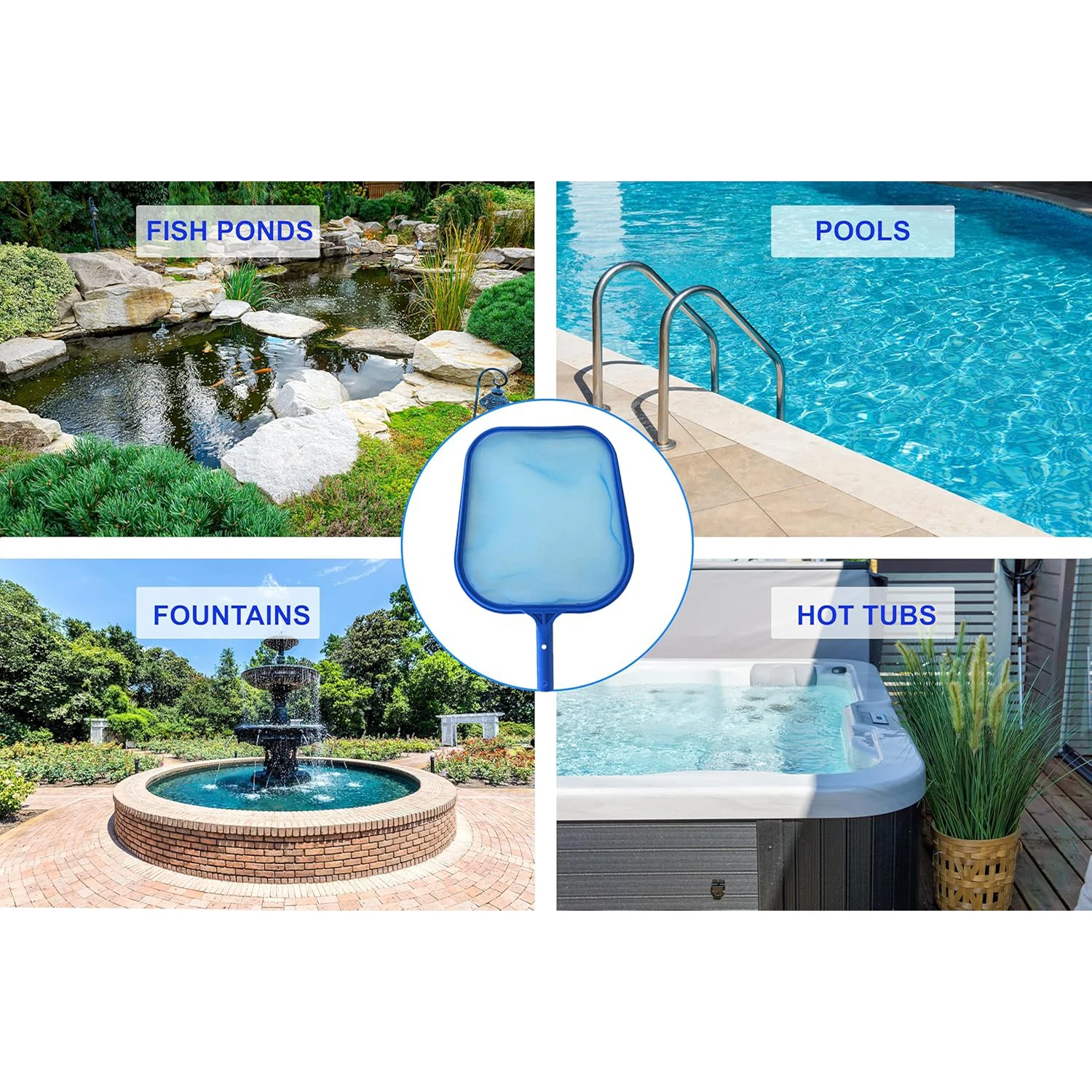 Râteau à feuilles professionnel, sac profond, filets de nettoyage de piscine, écumoire de déchets de Spa, filet de nettoyage de piscine, accessoires