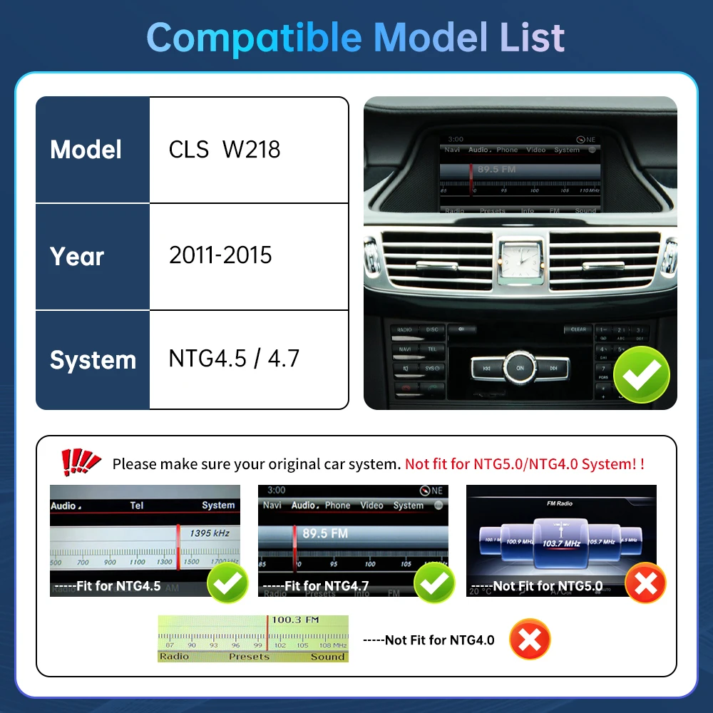Road Top Wireless CarPlay Decoder Android Auto for Mercedes Benz CLS W218 NTG4.5 4.7 2011-2015 With Mirror Link AirPlay Car Play