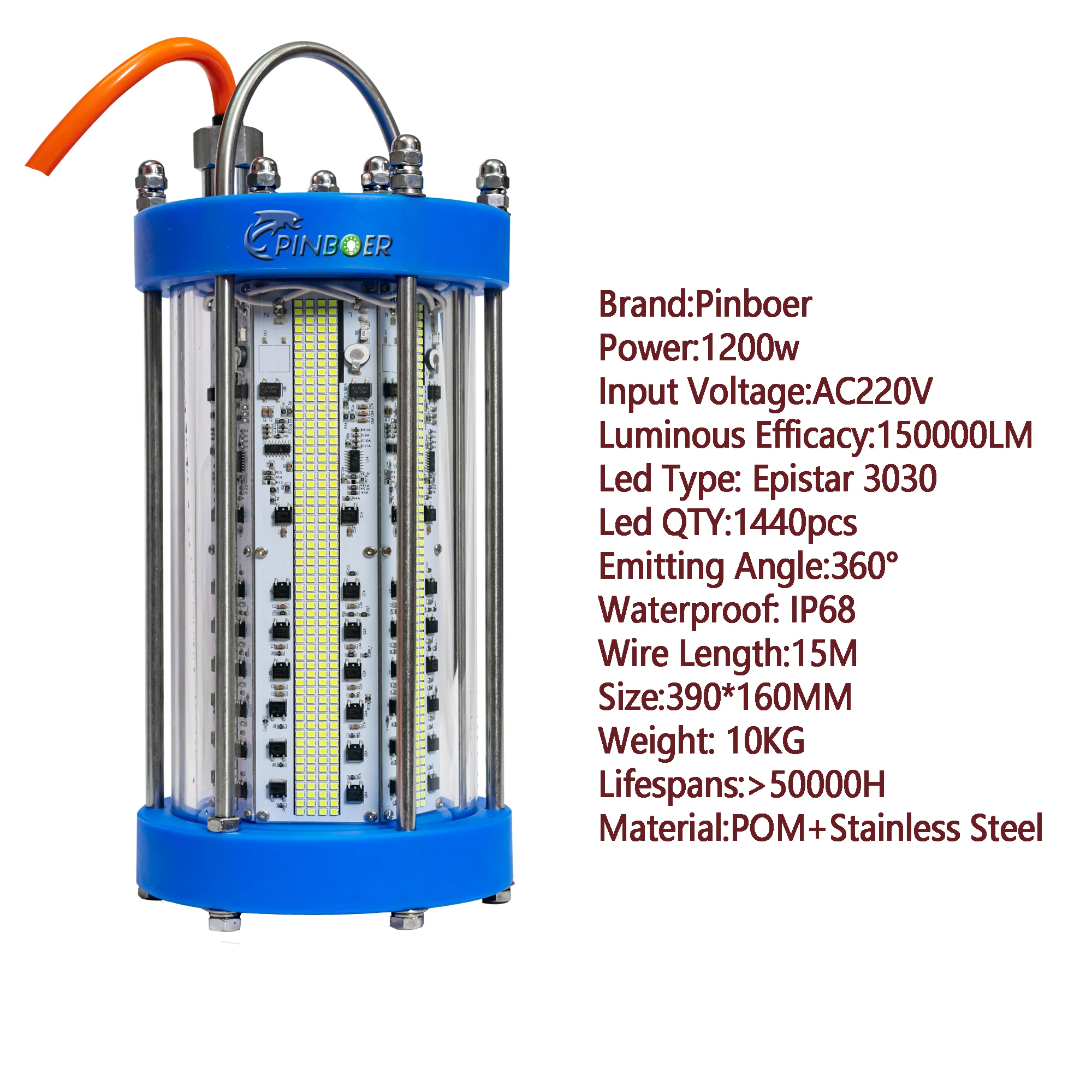 Pinboer Unterwasser Angell icht 1200w ac220v 150000lm grün Tauch-Hochleistungs-LED-Lampe mit optionaler dimmbarer Helligkeit