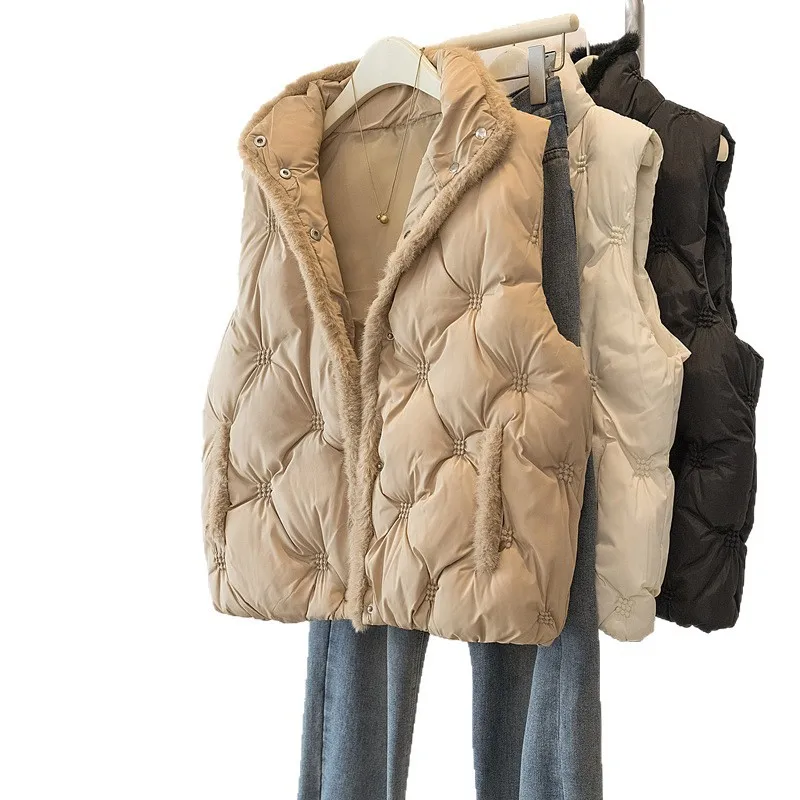 سترة قطنية خفيفة الوزن سترة نسائية لخريف وشتاء نمط جديد سميكة بياقة واقفة وسادة كتف معطف قطني عصري... #5