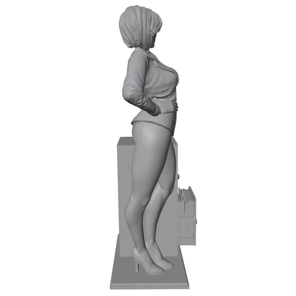 Miniatura de resina 75mm – Figura de mujer con documentos para colección y escenarios - imagen 3