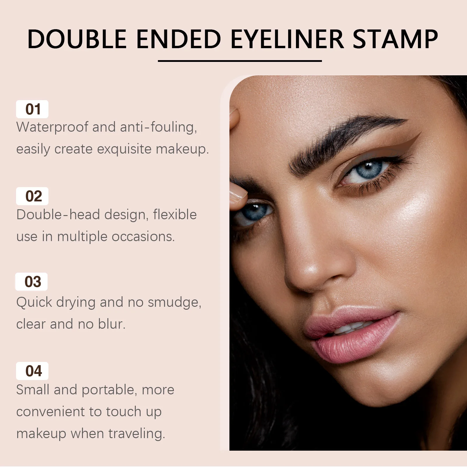 Selo delineador de ponta dupla integrado, à prova d'água, longo desgaste, preto, marrom, faça você mesmo, caneta delineadora líquida, secagem rápida, maquiagem portátil