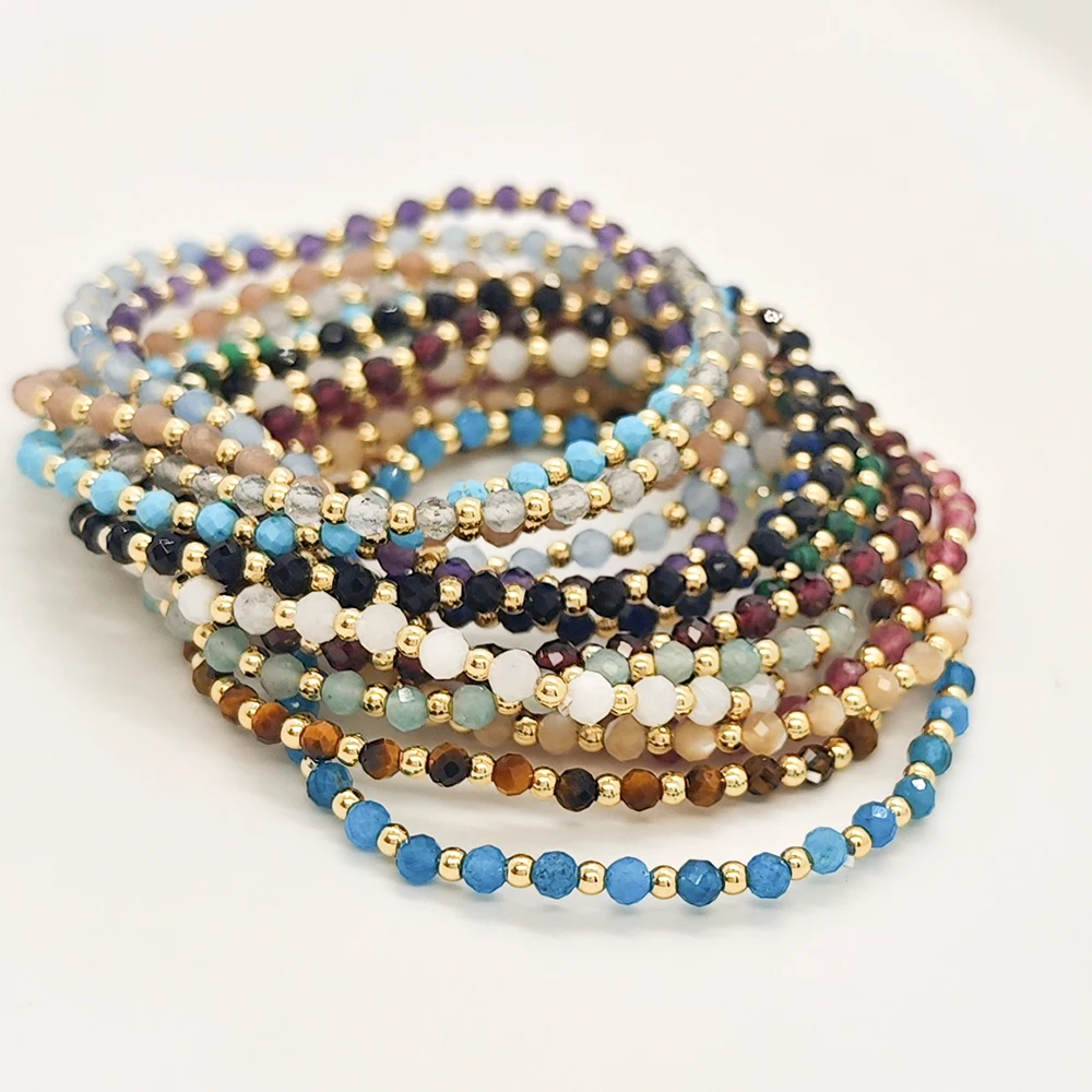 Vlen Boho-Perlenarmband für Damen, bunte Stretch-Armbänder aus Naturstein, trendige Mode, zierlicher Schmuck, Sommer, Strandurlaub – Detail 3