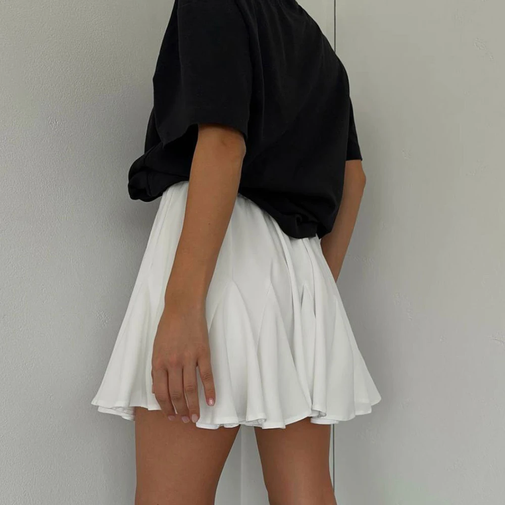 Minifalda blanca con volantes para mujer, faldas cortas plisadas y esponjosas de cintura alta, ropa de calle para fiesta, 2024