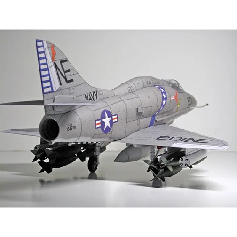 A-4 Skyhawk attack aircraft 1:33 paper model DIY gift collection. Christmas gift paper airplane model attack aircraft model