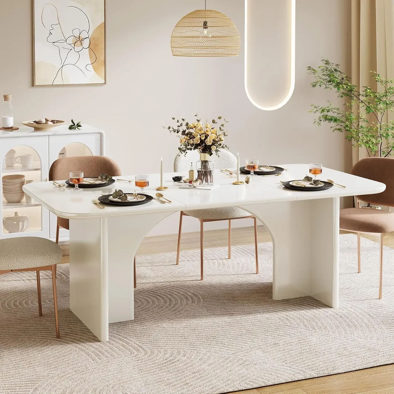 Modern Dining Table for 4-6 People, 62.99