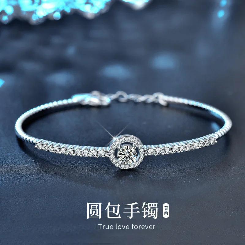 

Light luxury 925 sterling silver moissanite bracelet for women, birthday holiday gift