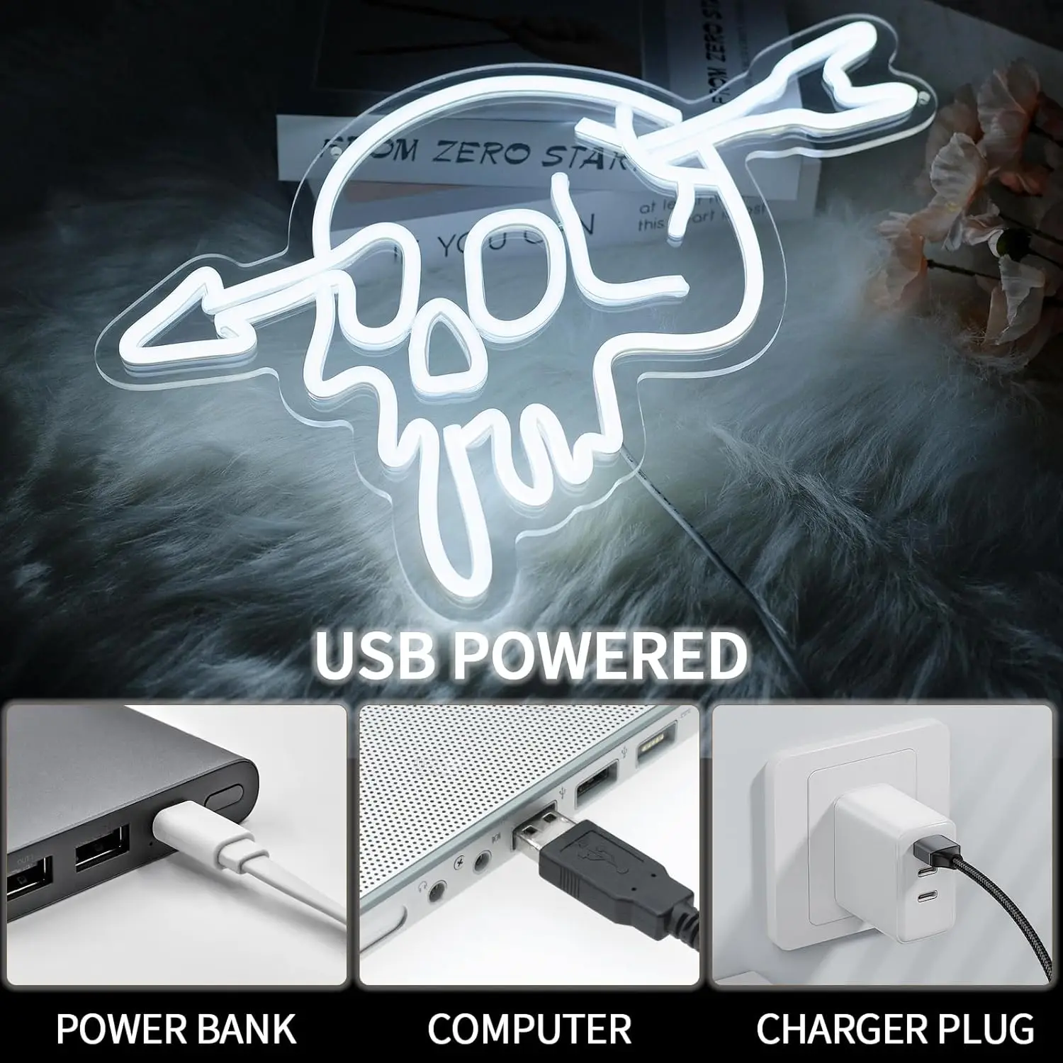 Skull Neon Sign Neon Light For Room Neon Signs For Wall Decor LED Sign For Room Bedroom Bar Halloween Decor Home Party