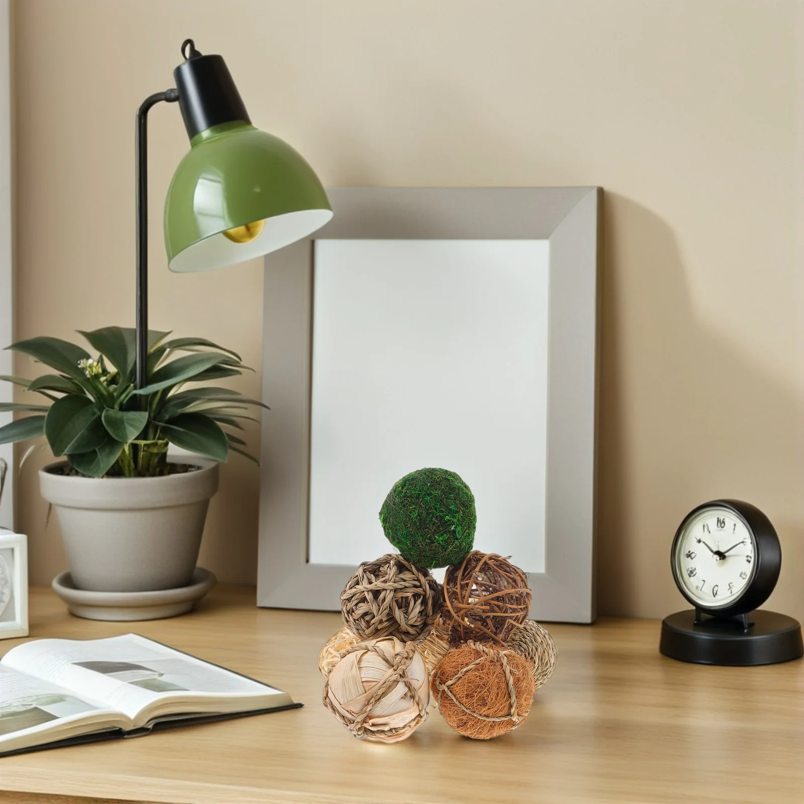 

8Pcs Handmade Rattan Balls Wicker Ornaments for Centerpieces Vase Fillers Rustic Decorative Spheres Living Room Bedroom