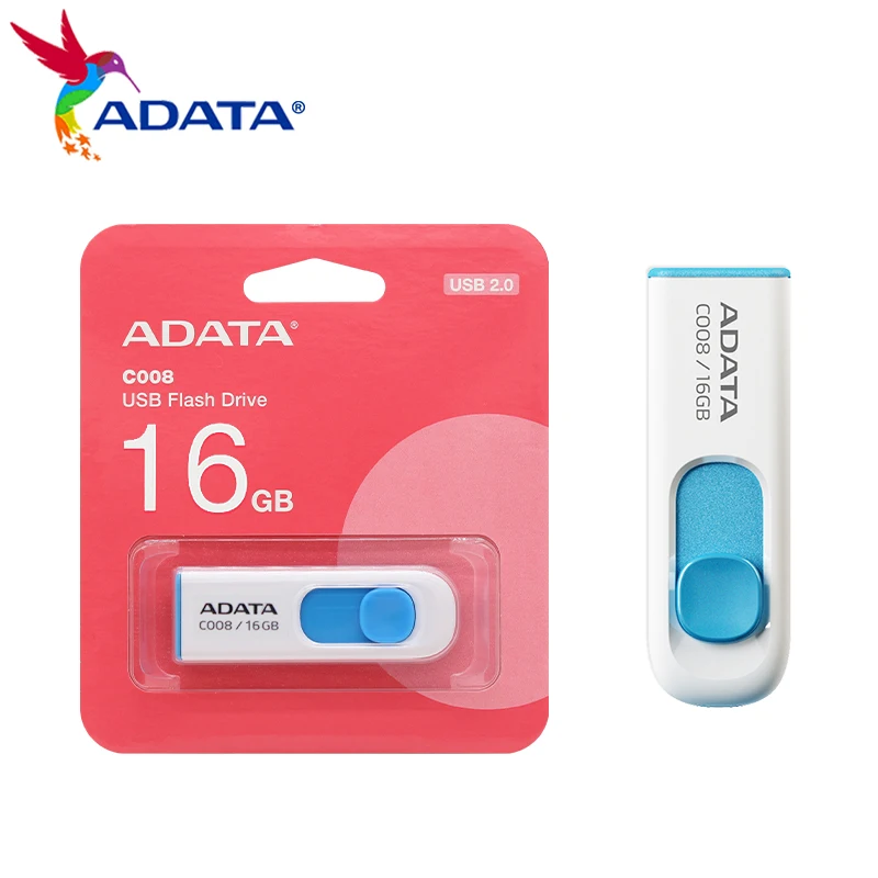Original ADATA USB 2.0 C008 16GB 32GB 64GB USB Flash Drive High Speed usb flash drive Memory Stick Pendrive  For Computer