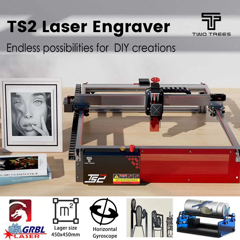 Twotrees TS2-10W Laser Engraver Cutting Machine Desktop Metal Cutter Woodworking Tools DIY Blue Light With WiFi Offline Control