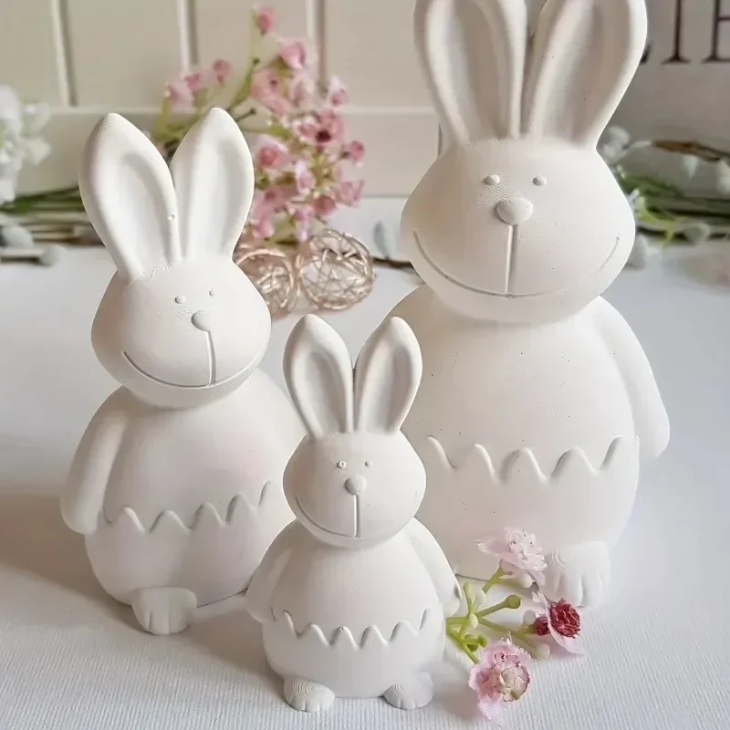 Latest Models Resin Silicone Mold Easter Eggshell Rabbit Gypsum Decorative Mold Home Desktop Atmosphere Decoration Festival