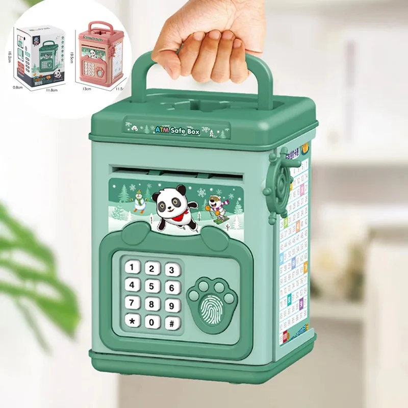 指紋付き貯金箱 貯金箱 電子ATM貯蓄ボックス コイン用 現金金庫 子供用キャッシュボックス 子供用ギフト
