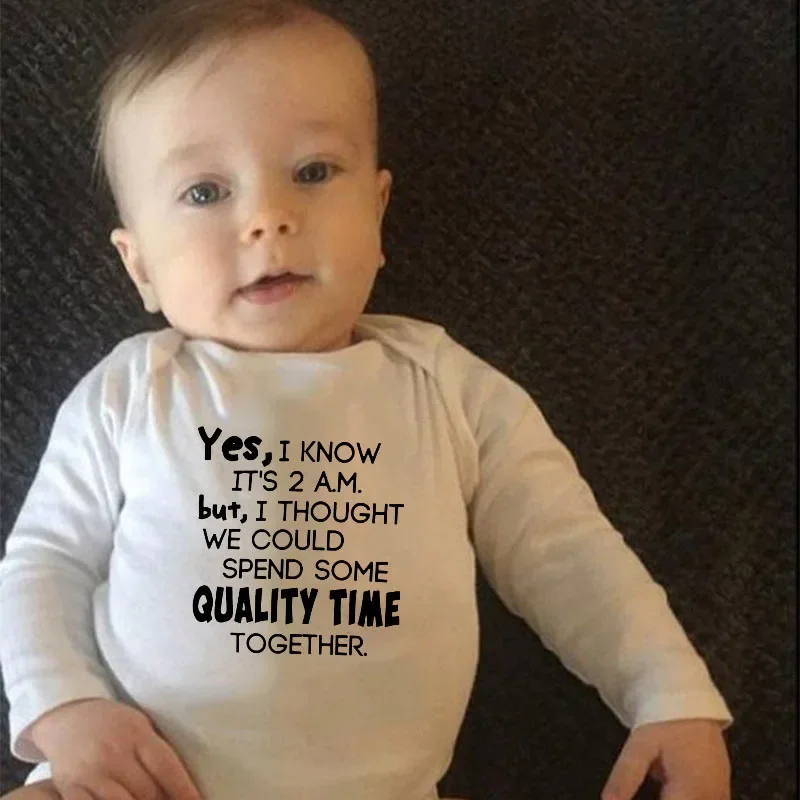 Yes I Know It's 2am But I Thought We Could Spend Some Quality Time Together Baby Boy Romper Cheaper Long Sleeve Clothes