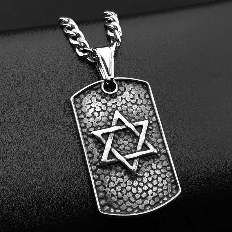 العبرية نجمة داود الكلب علامة قلادة قلادة للنساء الرجال الفولاذ المقاوم للصدأ الذهب والفضة اللون اليهودية الهيب هوب سلسلة مجوهرات هدية